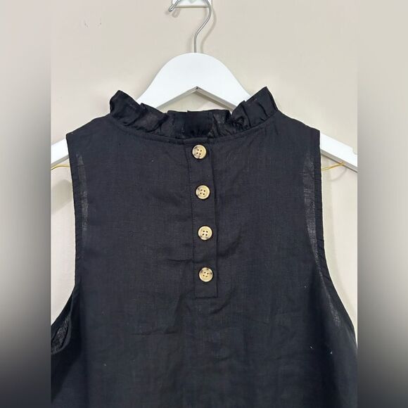NWT J. Crew Fleur Top Linen in Black - Picture 7 of 9